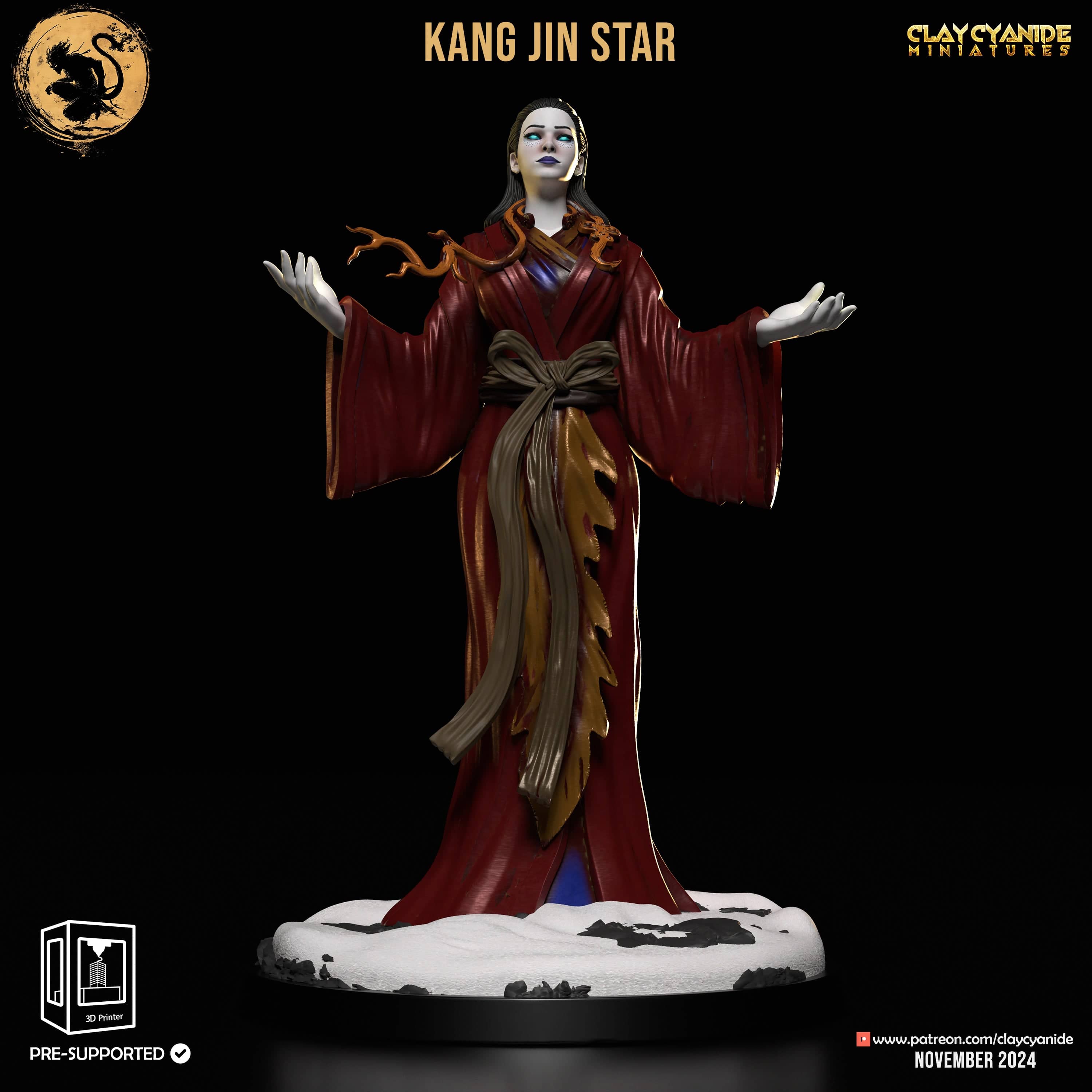 3D Printed Clay Cyanide Kang Jin Star Black Myth Wukong Set 28 32 mm D&D
