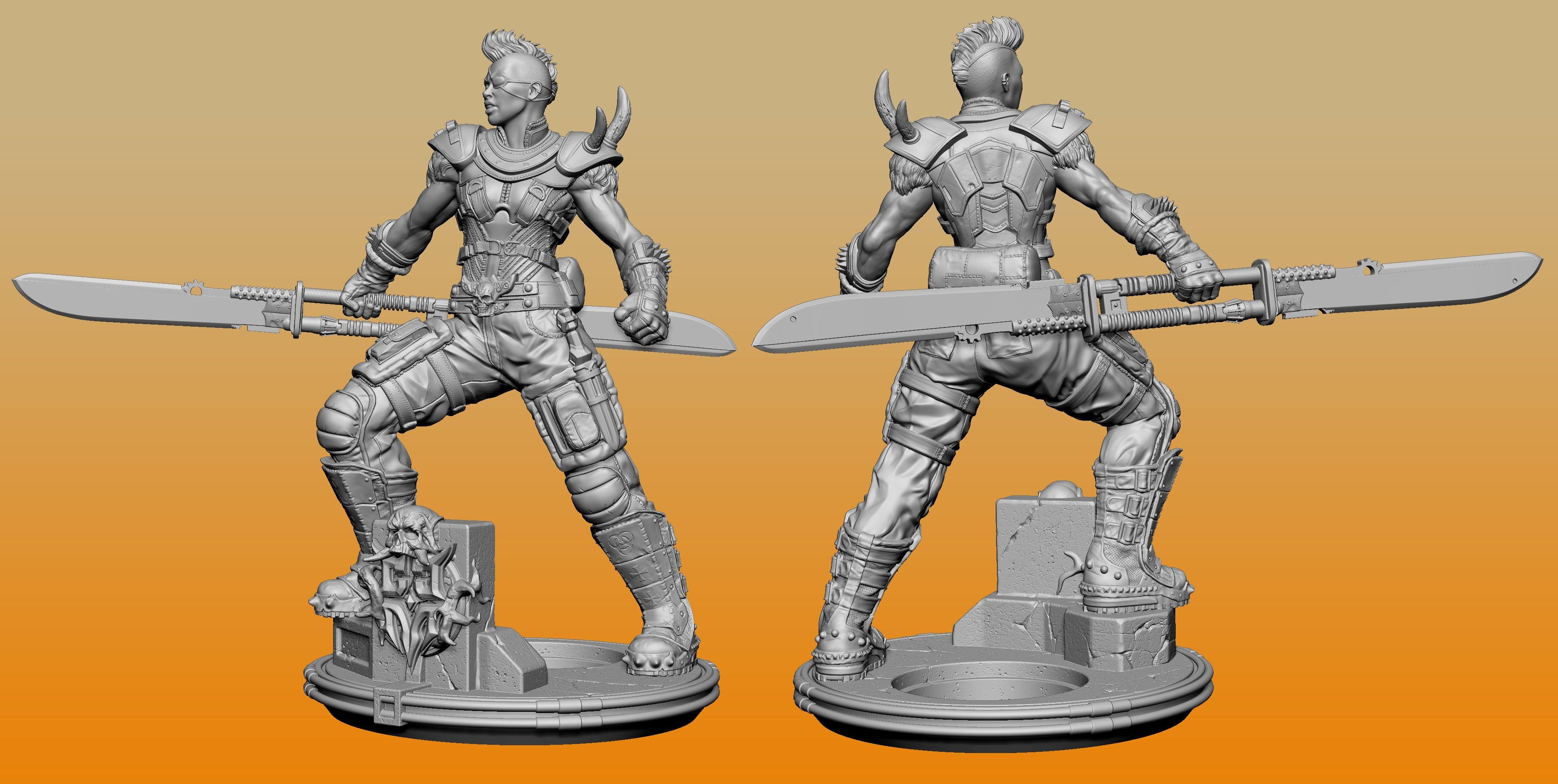 3D Printed Clay Cyanide Large Figure Lady Apokalypse Ragnarok D&D