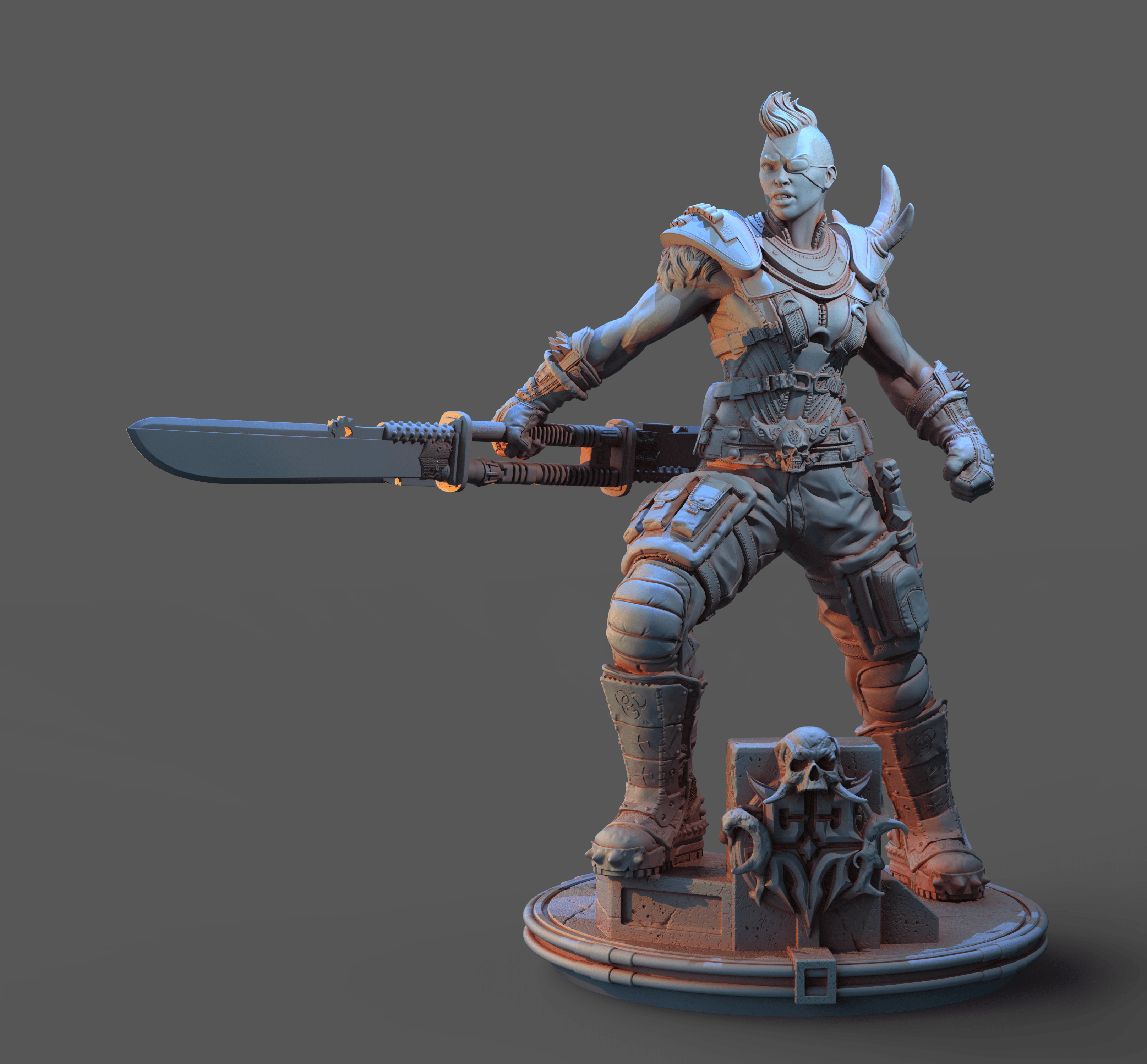 3D Printed Clay Cyanide Large Figure Lady Apokalypse Ragnarok D&D