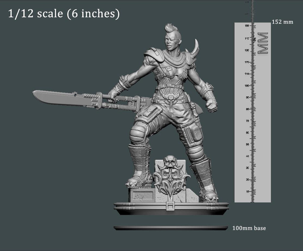 3D Printed Clay Cyanide Large Figure Lady Apokalypse Ragnarok D&D