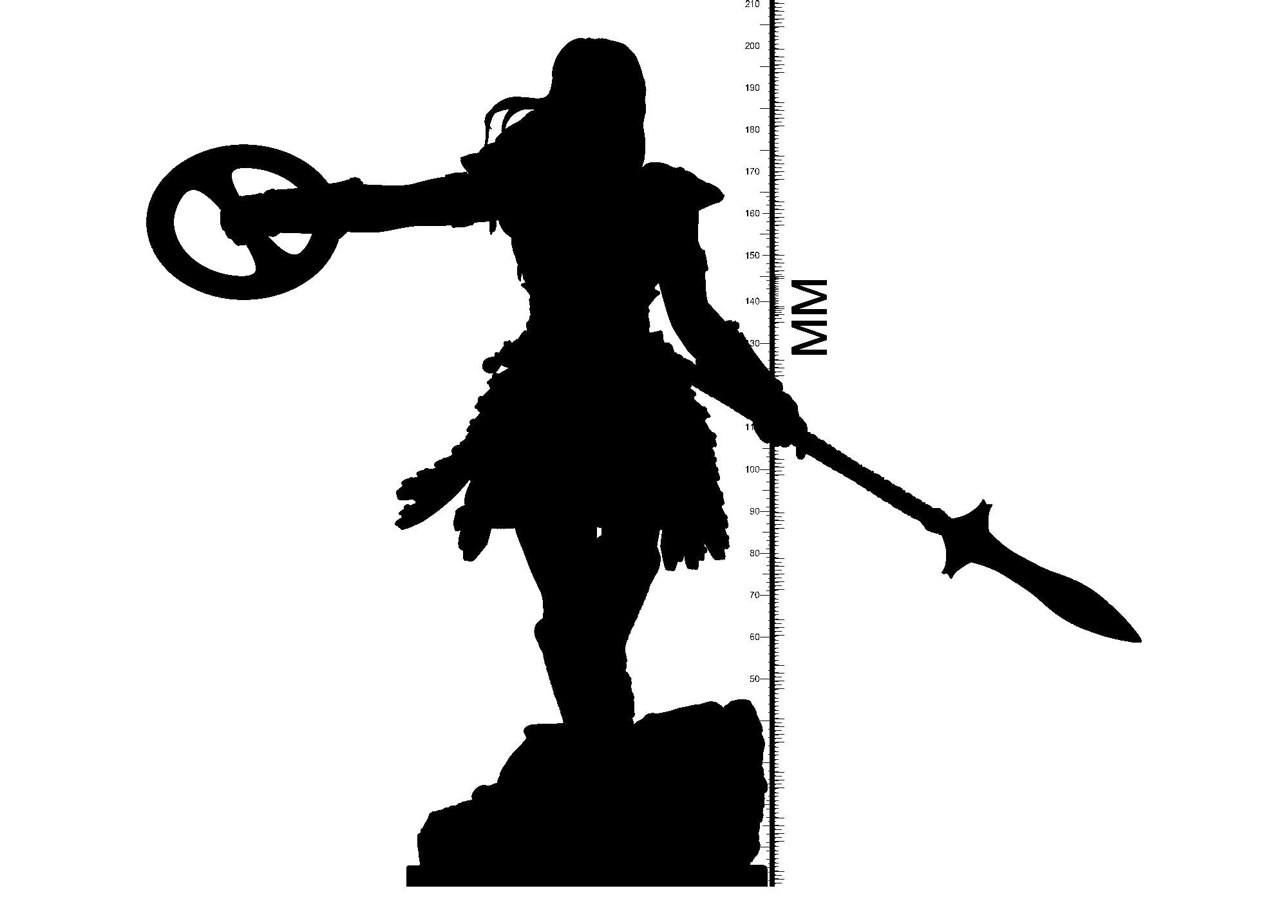3D Printed Clay Cyanide Large Figure Sheena, Warrior Queen Ragnarok D&D