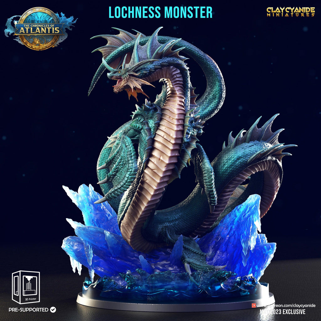 3D Printed Clay Cyanide Lochness Monster The Chronicles of Atlantis 28 32 mm D&D