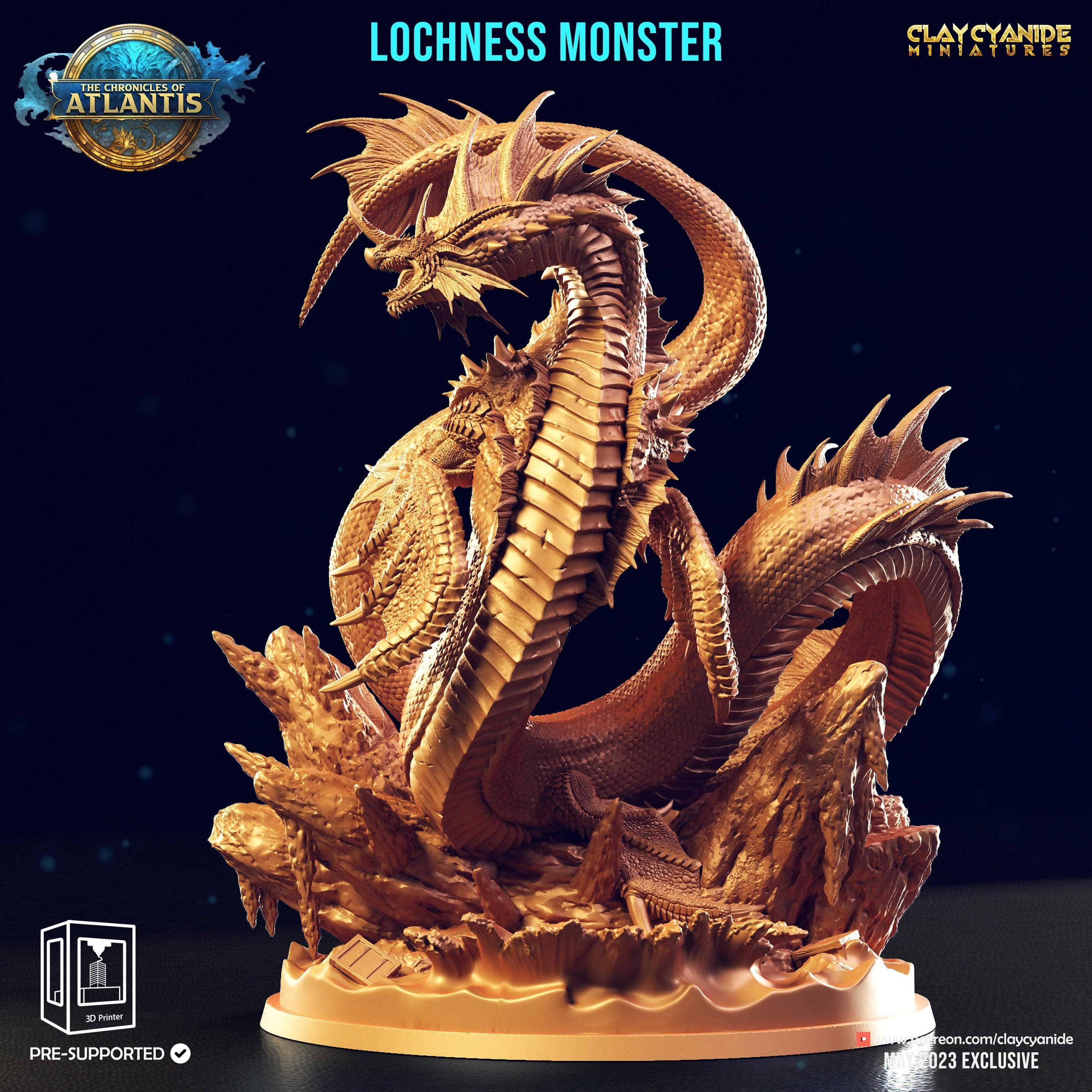 3D Printed Clay Cyanide Lochness Monster The Chronicles of Atlantis 28 32 mm D&D