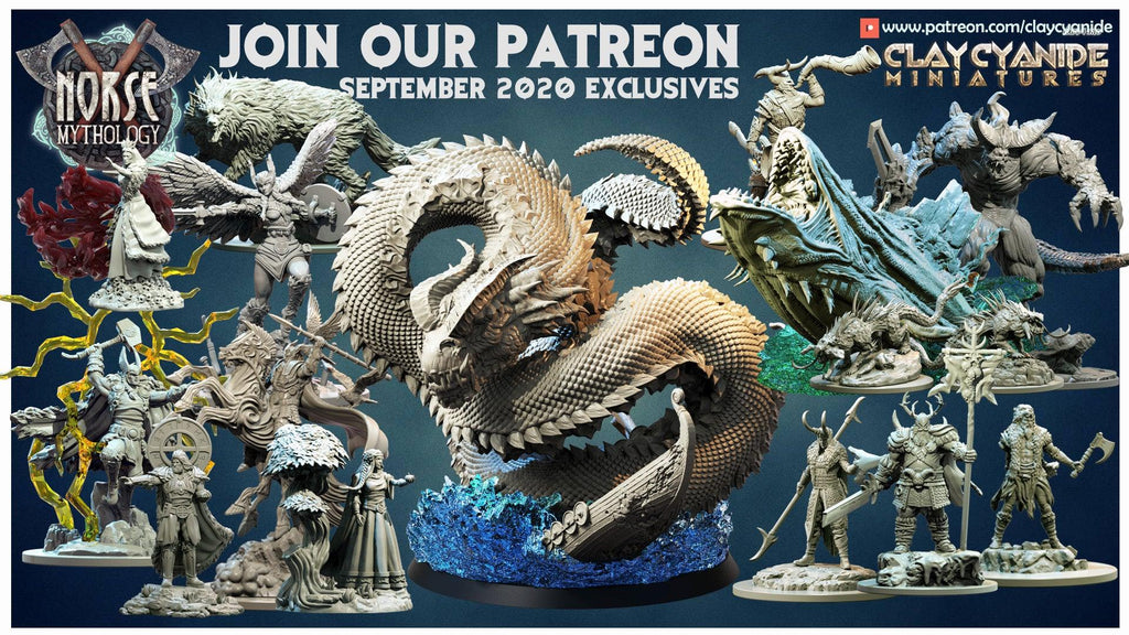 3D Printed Clay Cyanide Lyngbakr Norse Mythology 28 32 mm D&D