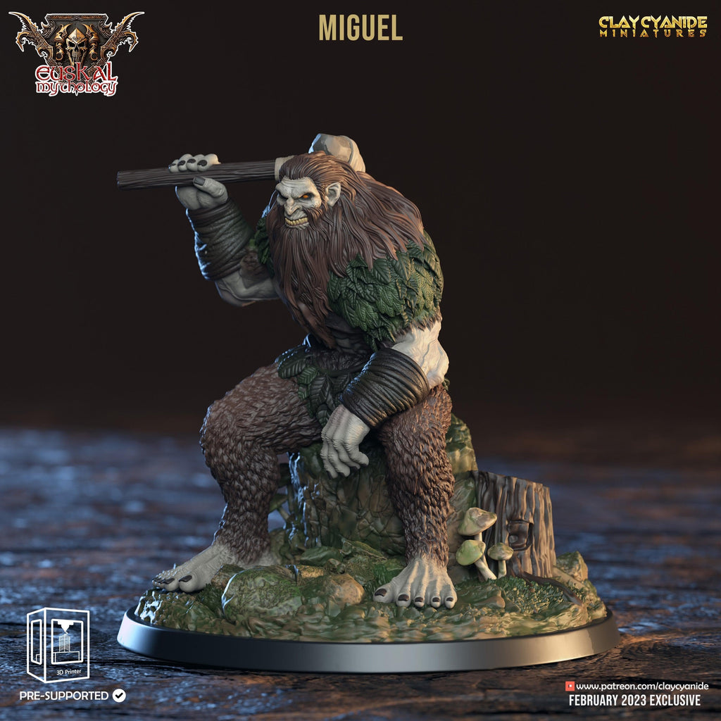 3D Printed Clay Cyanide Miguel Basajaun Euskal Mythology 28 32 mm D&D