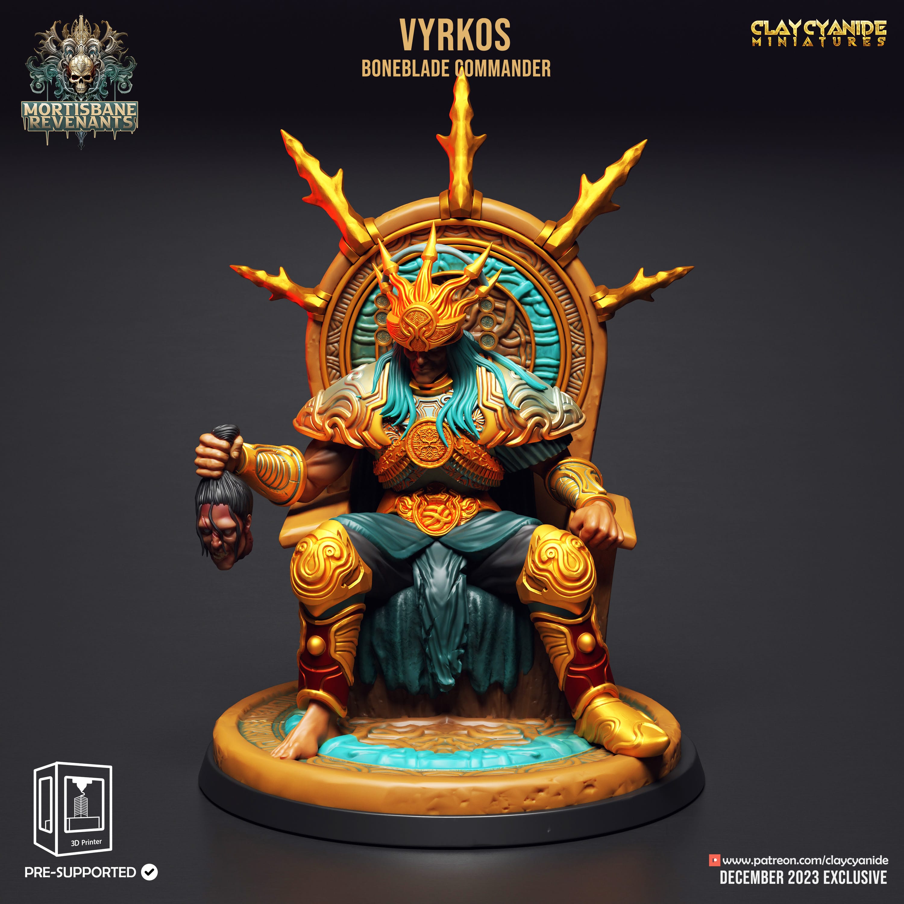 3D Printed Clay Cyanide Mortisbane Revenants - Vyrkos Boneblade Commander 28mm 32mm D&D
