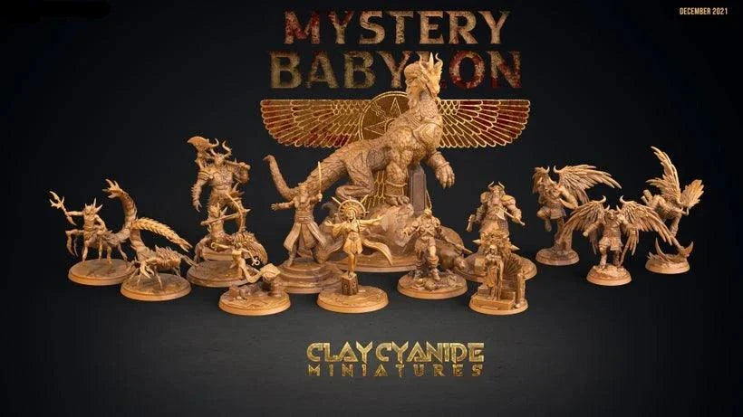 3D Printed Clay Cyanide Mystery Babylon - Winged Bull Men 28mm 32mm D&D