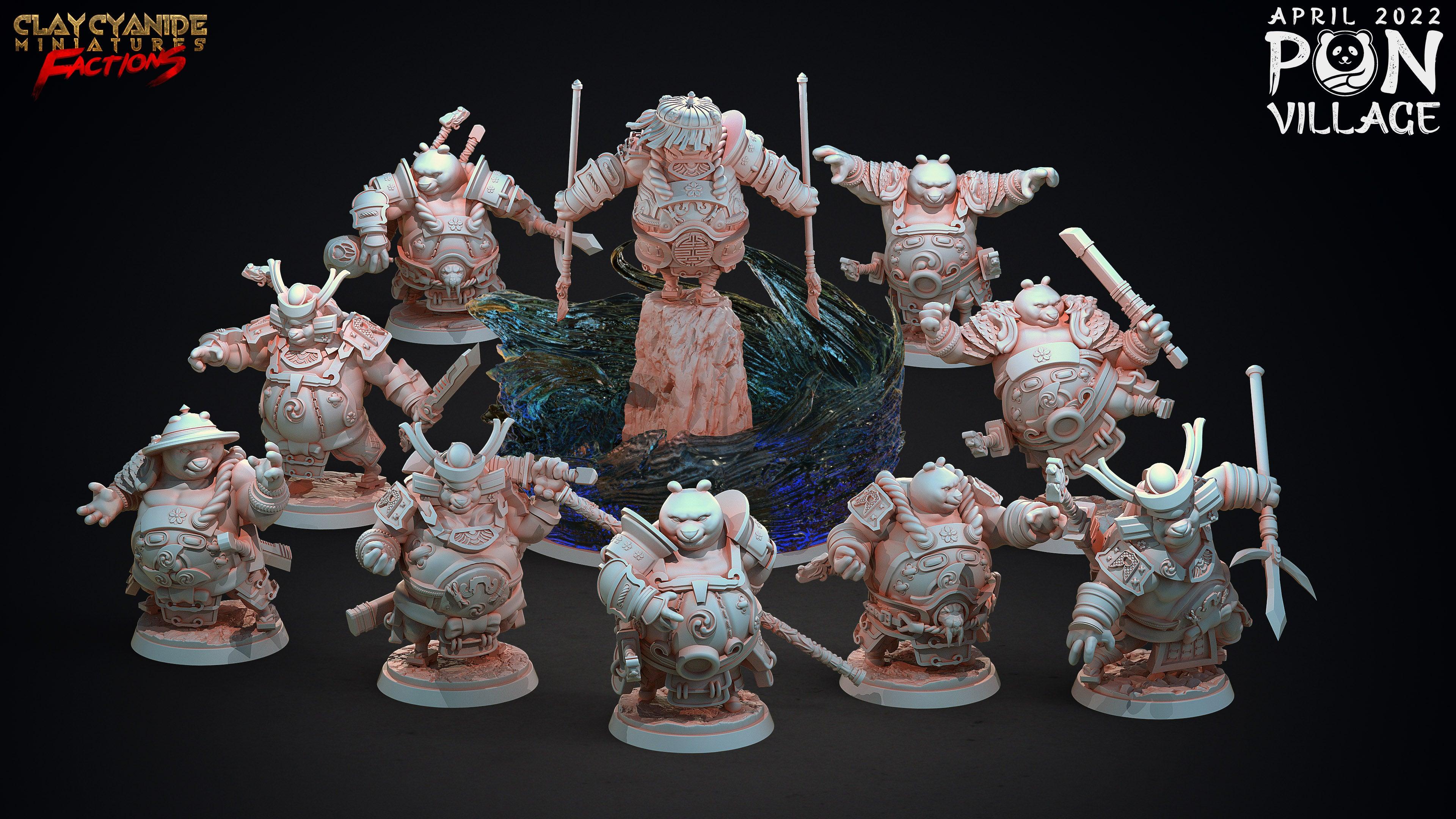 3D Printed Clay Cyanide Pon Village Pandas Tribes Factions Ragnarok D&D