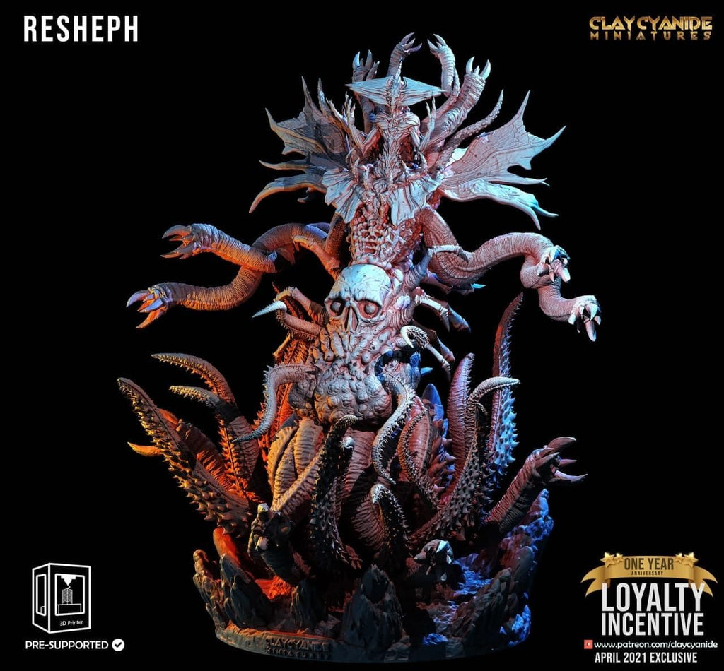 3D Printed Clay Cyanide - Resheph 28mm 32mm D&D