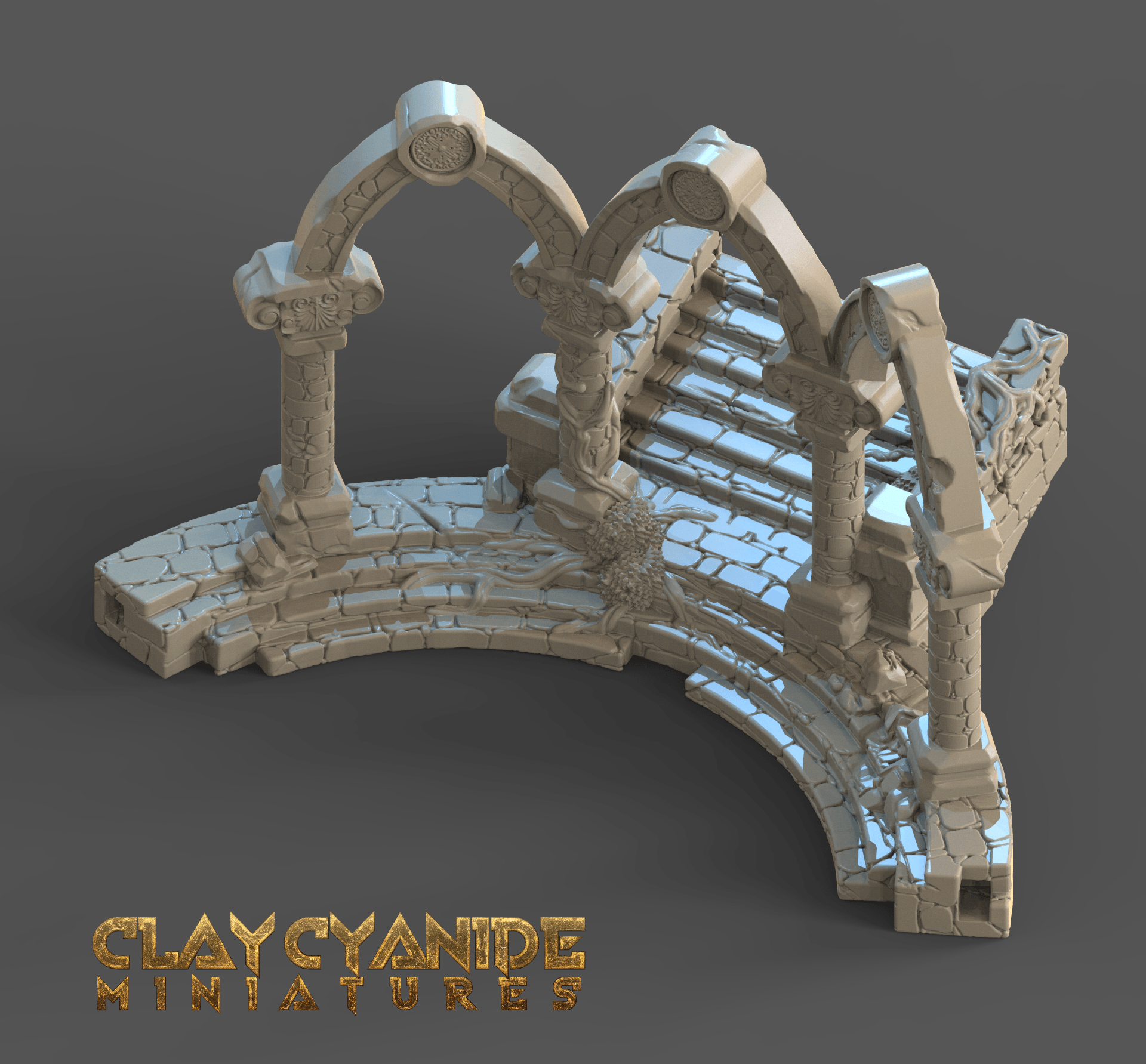 3D Printed Clay Cyanide Ruins Set 28mm-32mm Ragnarok D&D