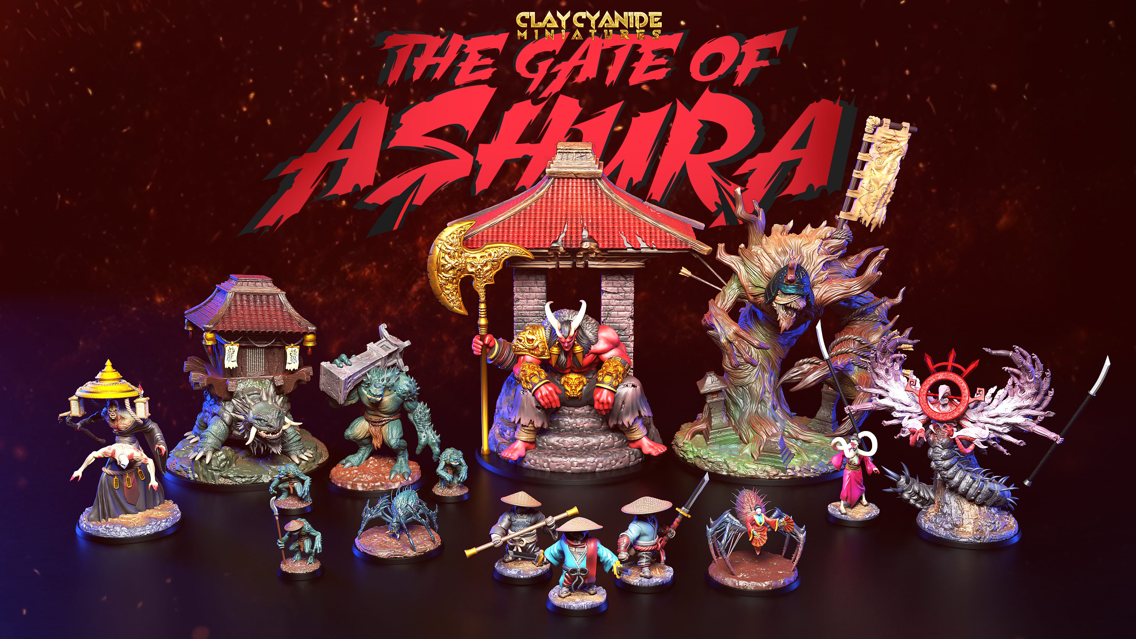 3D Printed Clay Cyanide Tanuki Set The Gate of Ashura 28 32 mm D&D