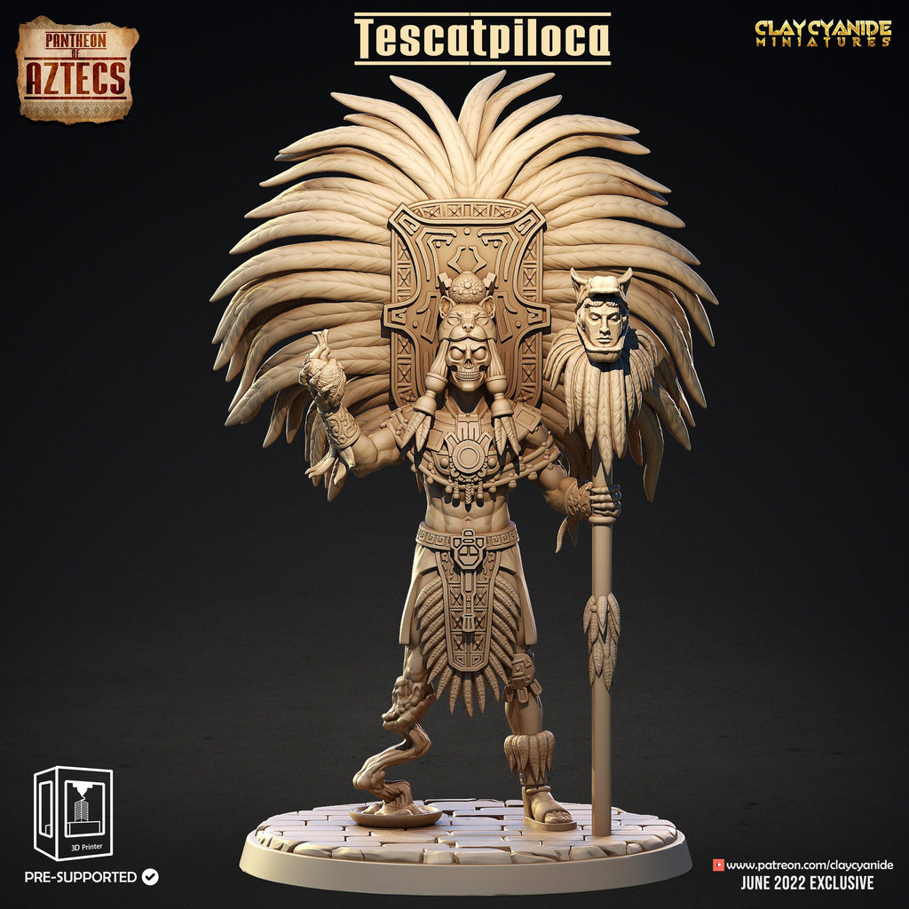 3D Printed Clay Cyanide Tescatpiloca Pantheon of Aztecs Ragnarok D&D