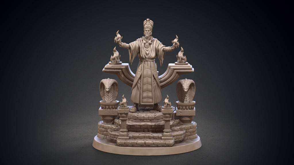 3D Printed Clay Cyanide Thot-Amon and Throne Hyborean Age Ragnarok D&D