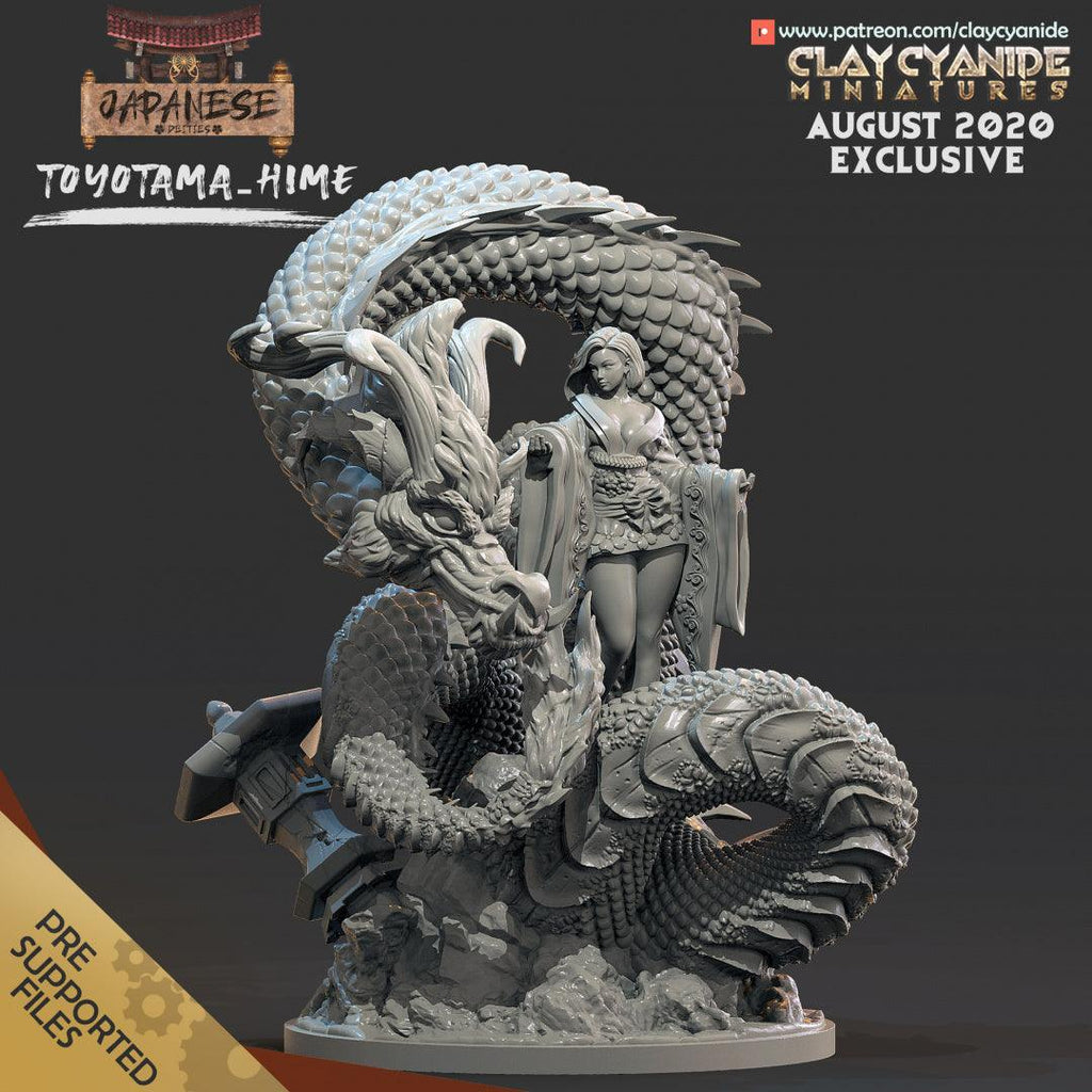 3D Printed Clay Cyanide Toyotama-Hime Japanese Deities Ragnarok D&D