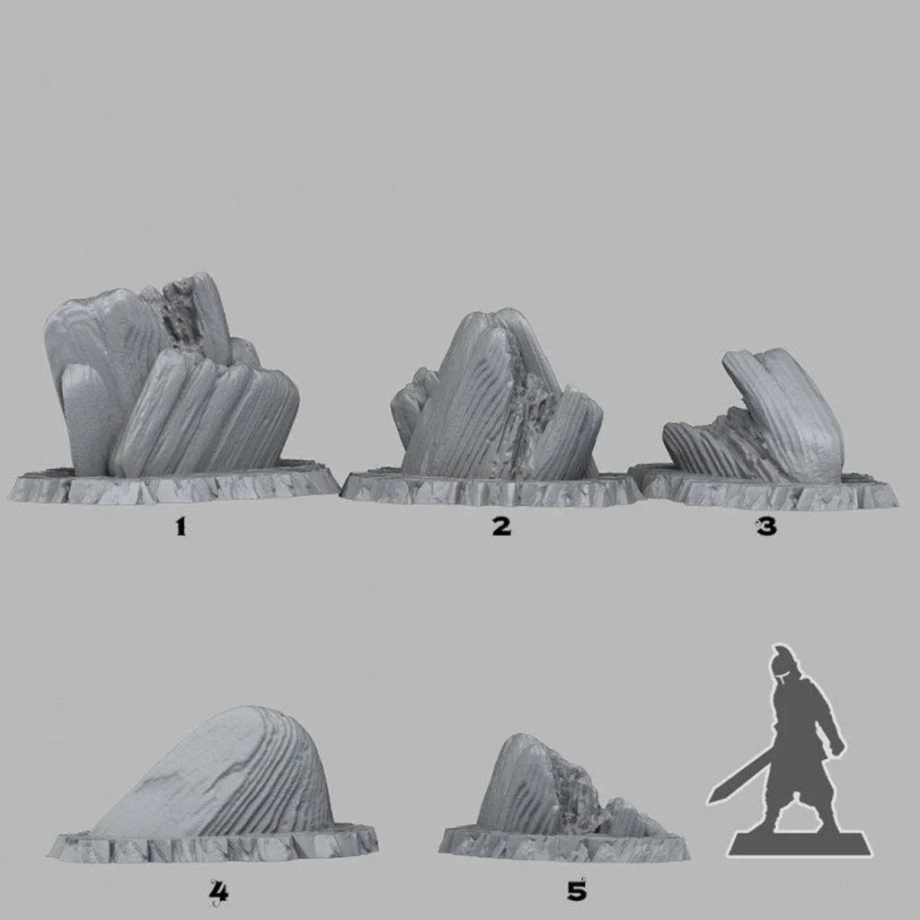 3D Printed Fantastic Plants and Rocks Acid Melted Stones 28mm - 32mm D&D Wargaming
