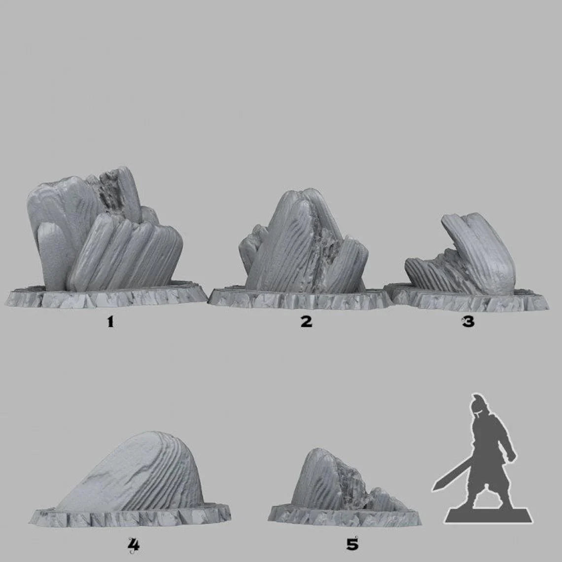 3D Printed Fantastic Plants and Rocks Acid Melted Stones 28mm - 32mm D&D Wargaming