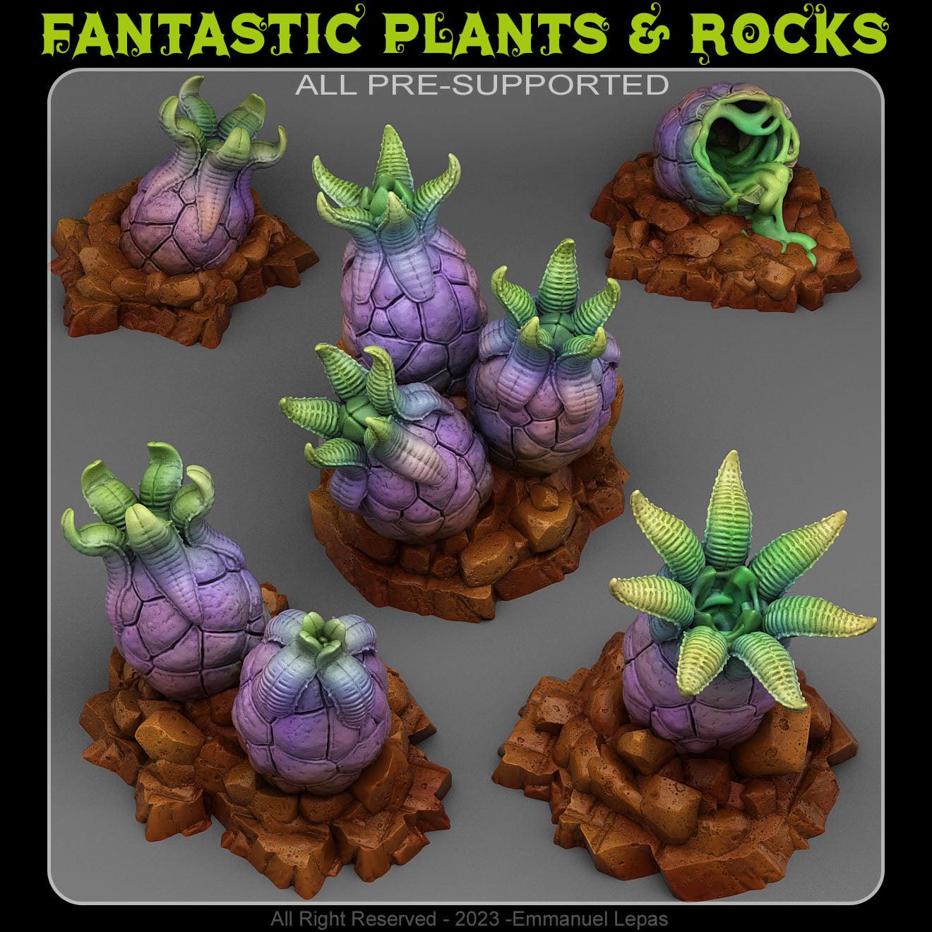 3D Printed Fantastic Plants and Rocks Alien Eggs 28mm - 32mm D&D Wargaming