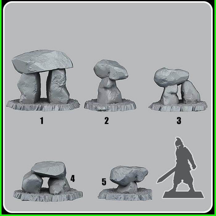 3D Printed Fantastic Plants and Rocks Ancient Dolmens 28mm - 32mm D&D Wargaming