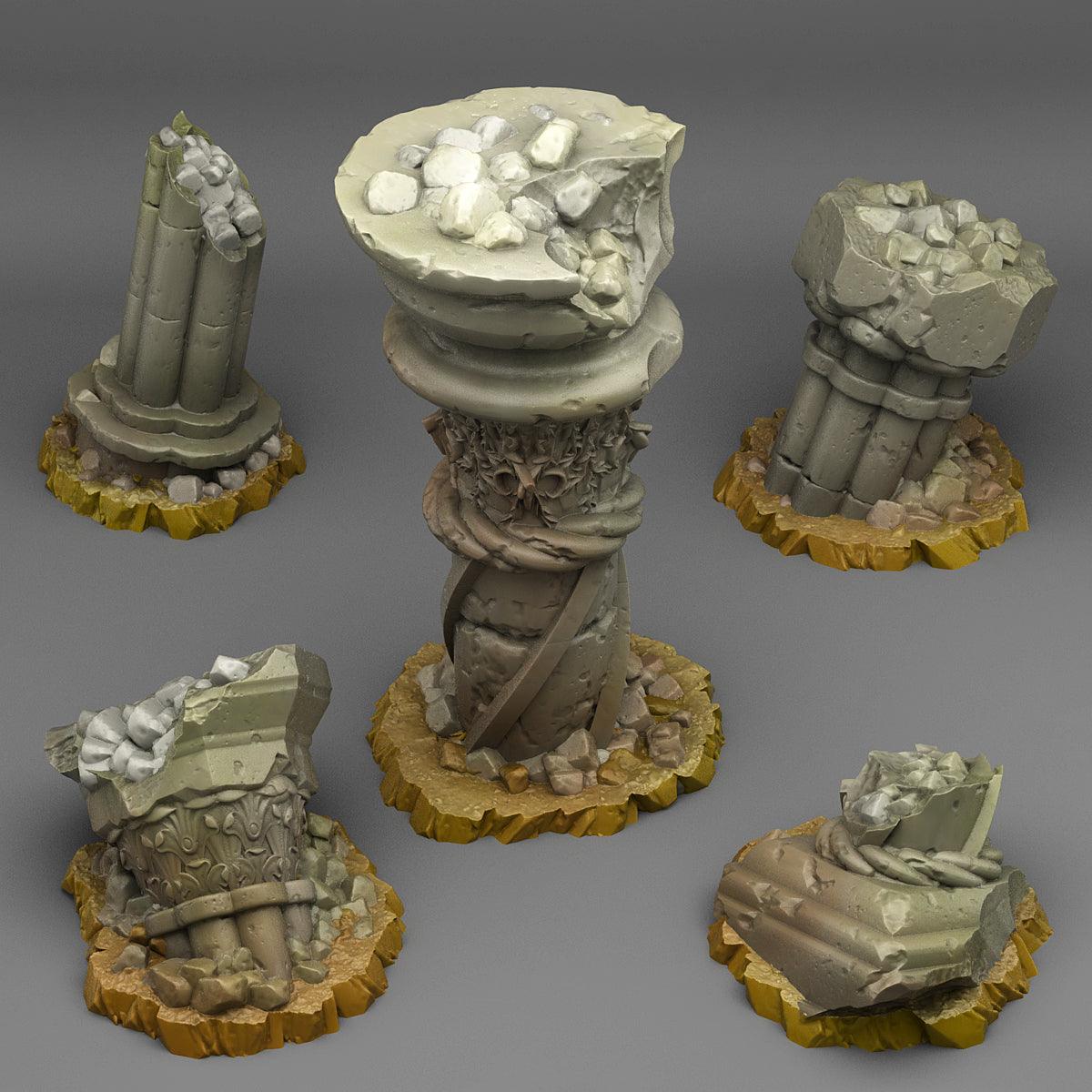 3D Printed Fantastic Plants and Rocks Ancient Greek Ruins 28mm - 32mm D&D Wargaming