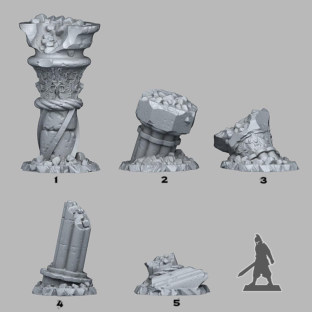 3D Printed Fantastic Plants and Rocks Ancient Greek Ruins 28mm - 32mm D&D Wargaming