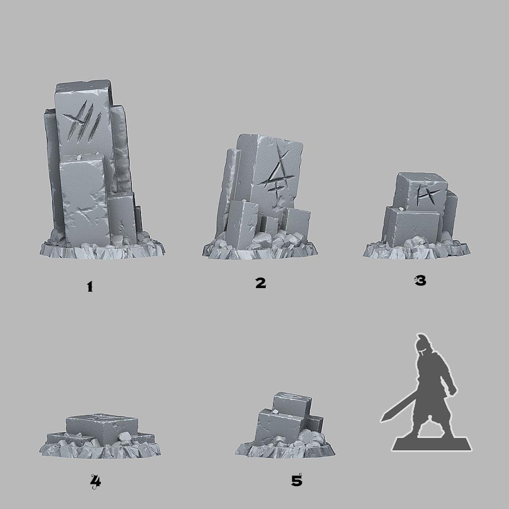 3D Printed Fantastic Plants and Rocks Ancient Magic Stones 28mm - 32mm D&D Wargaming