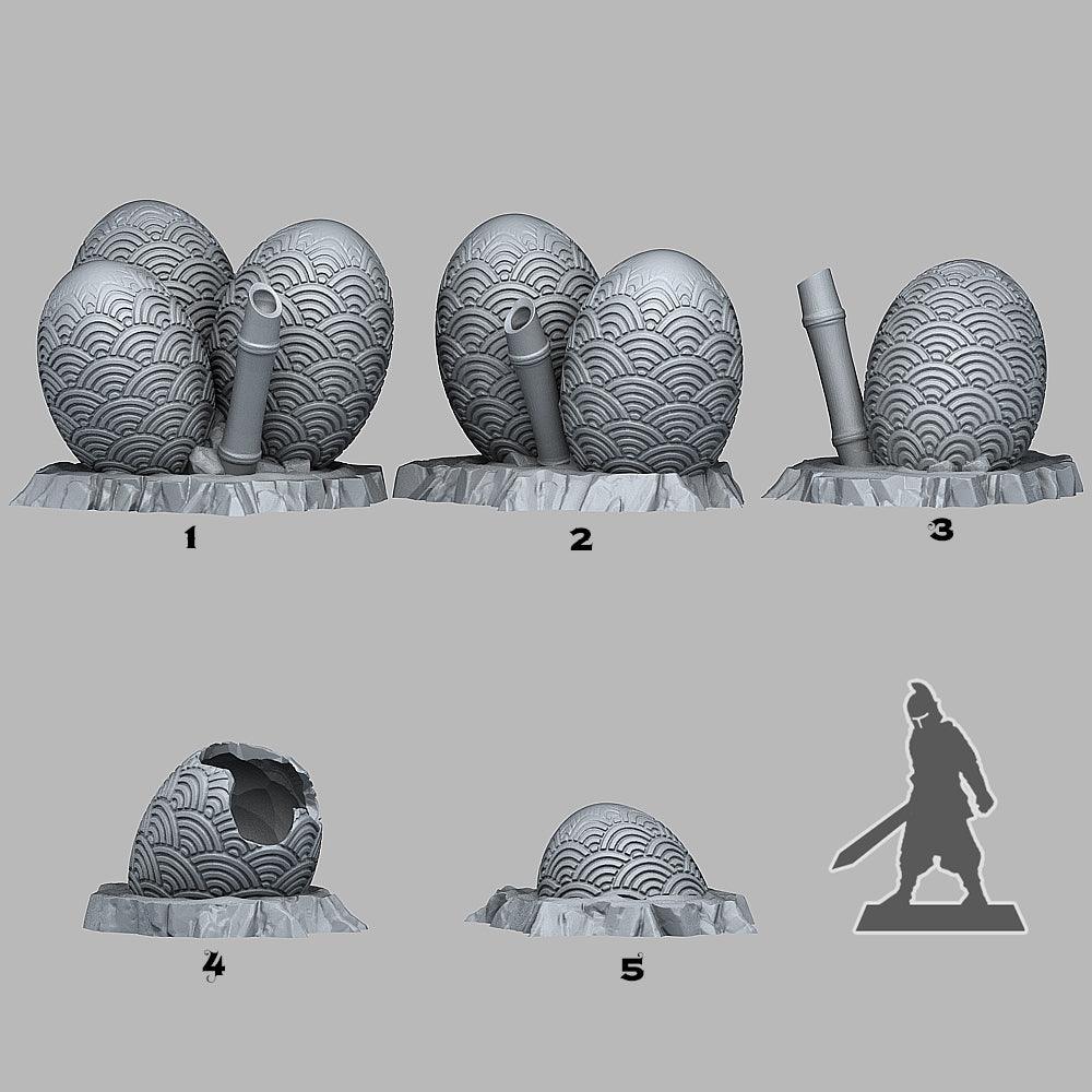 3D Printed Fantastic Plants and Rocks Asian Dragon Eggs 28mm - 32mm D&D Wargaming