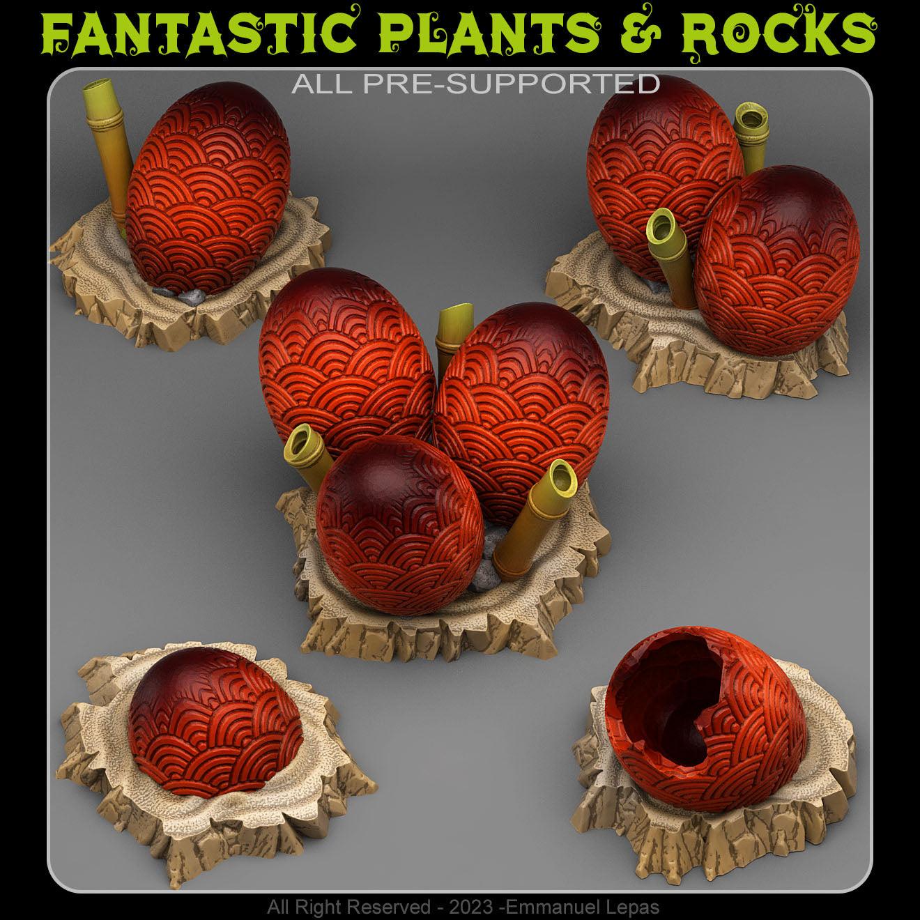 3D Printed Fantastic Plants and Rocks Asian Dragon Eggs 28mm - 32mm D&D Wargaming