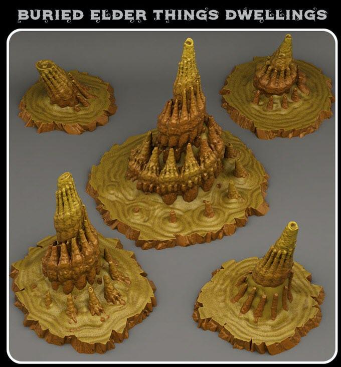 3D Printed Fantastic Plants and Rocks Burried Elder Things Dwellings 28mm - 32mm D&D Wargaming