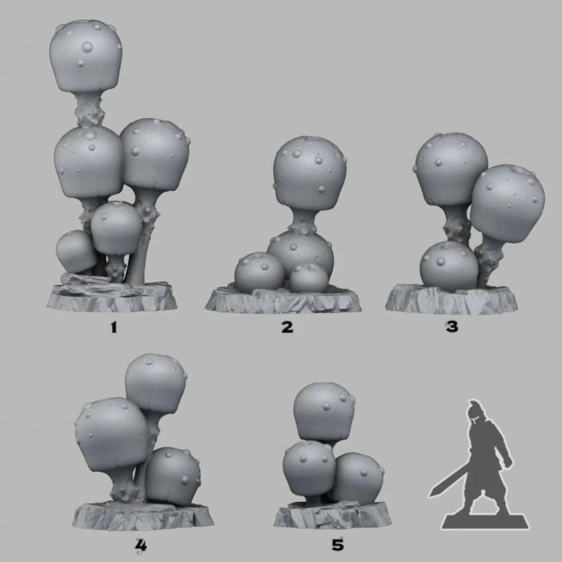 3D Printed Fantastic Plants and Rocks Candy Mushrooms 28mm - 32mm D&D Wargaming