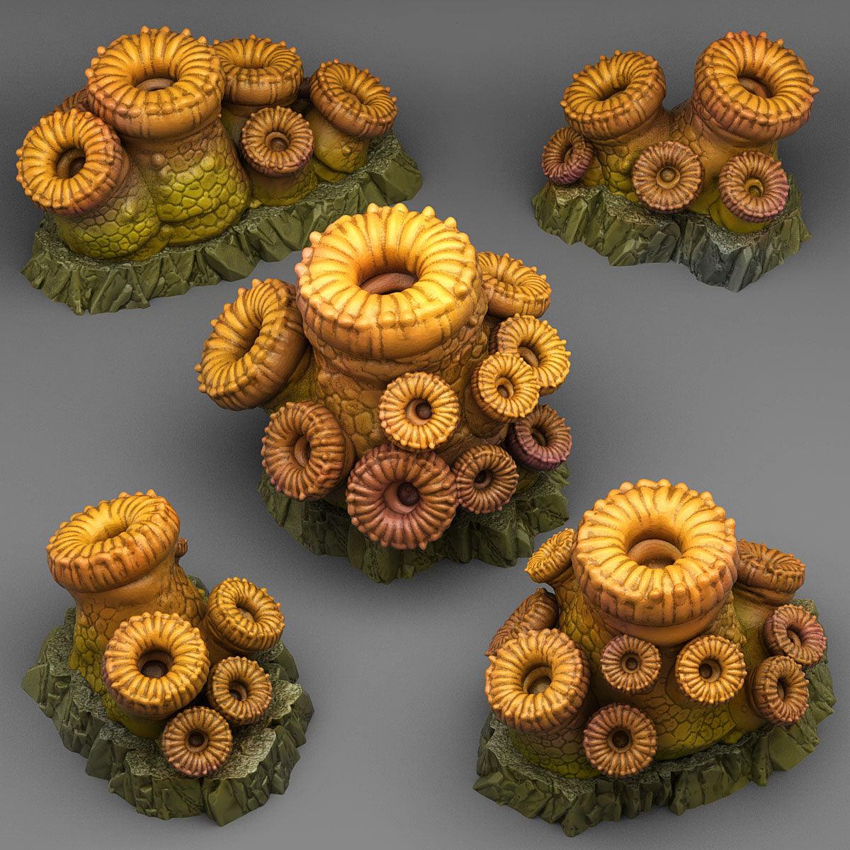 3D Printed Fantastic Plants and Rocks Cannon Coral 28mm - 32mm D&D Wargaming