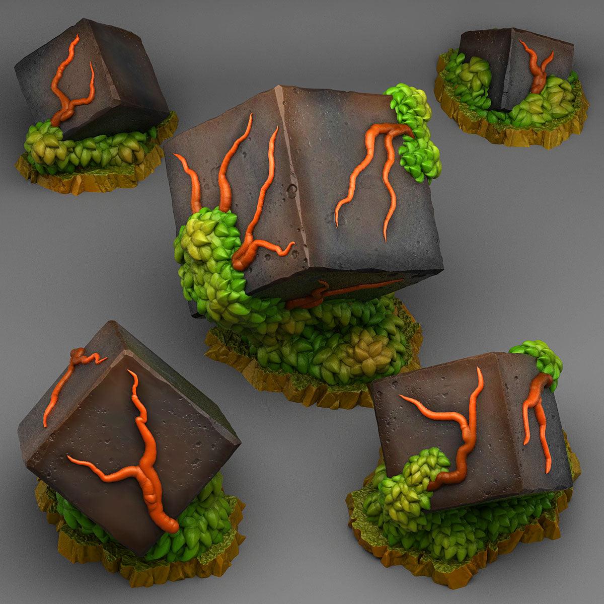 3D Printed Fantastic Plants and Rocks Corrupted Rocks 28mm - 32mm D&D Wargaming