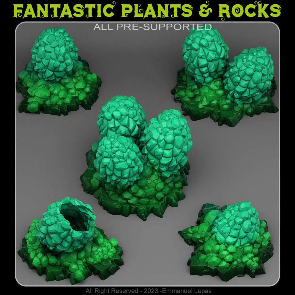 3D Printed Fantastic Plants and Rocks Crystal Dragon Eggs 28mm - 32mm D&D Wargaming