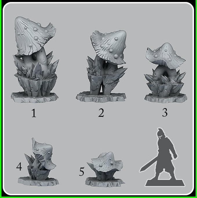 3D Printed Fantastic Plants and Rocks Dangerous Mushrooms 28mm - 32mm D&D Wargaming