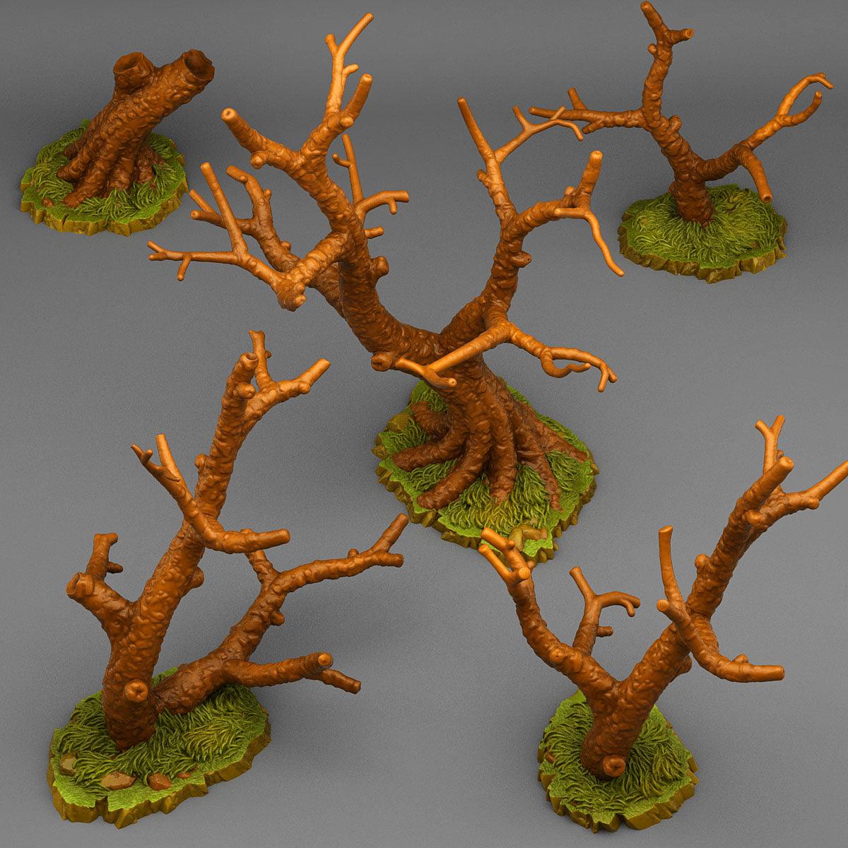 3D Printed Fantastic Plants and Rocks Dead Trees 28mm - 32mm D&D Wargaming