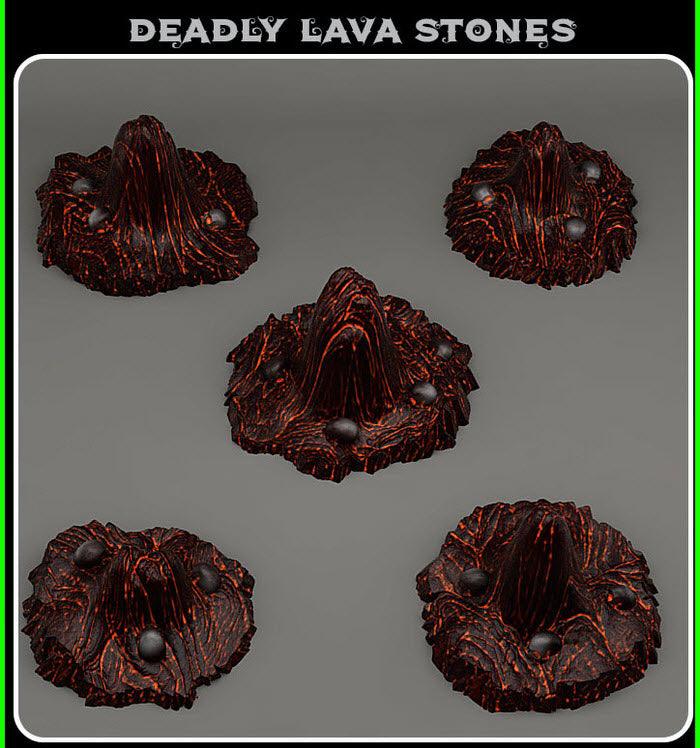 3D Printed Fantastic Plants and Rocks Deadly Lava Stones 28mm - 32mm D&D Wargaming