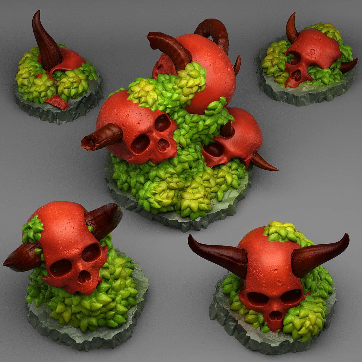 3D Printed Fantastic Plants and Rocks Devil Skulls 28mm - 32mm D&D Wargaming