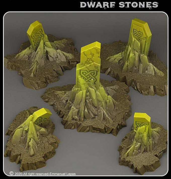 3D Printed Fantastic Plants and Rocks Dwarf Stones 28mm - 32mm D&D Wargaming