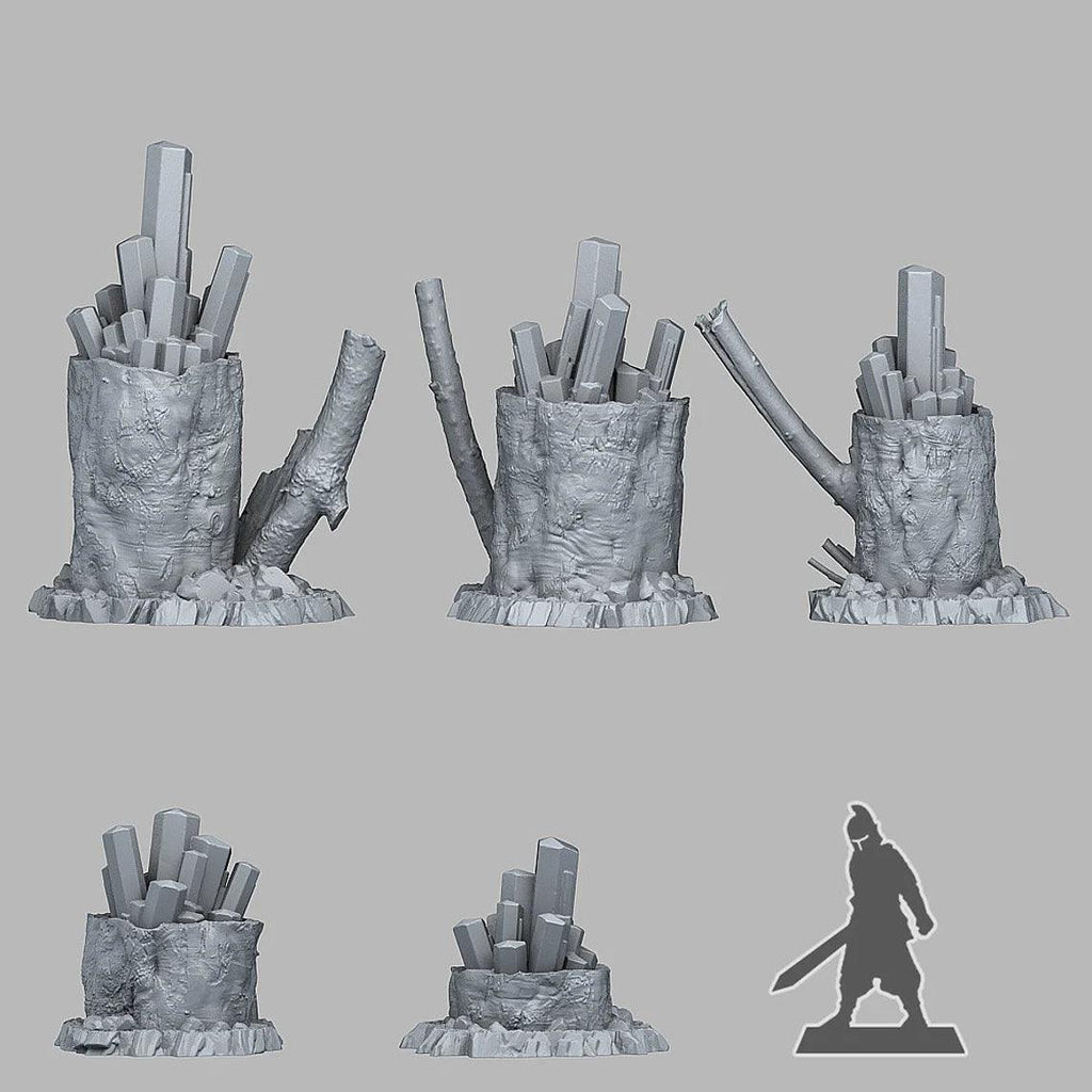 3D Printed Fantastic Plants and Rocks ENERGY CRYSTALS 28mm - 32mm D&D Wargaming