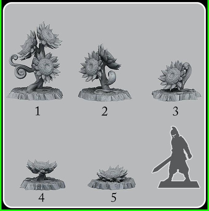 3D Printed Fantastic Plants and Rocks Fairy Sunflowers 28mm - 32mm D&D Wargaming