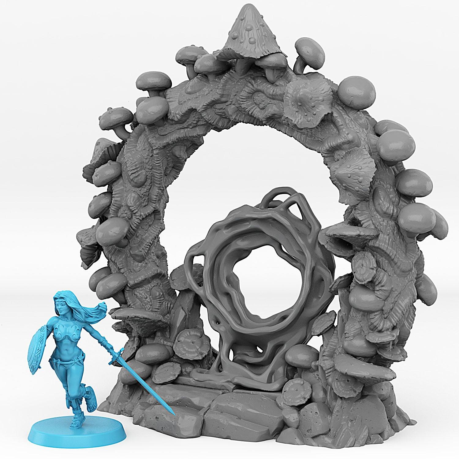 3D Printed Fantastic Plants and Rocks Forest Mushrooms Portal With Its Mushroom Slime Effect 28mm - 32mm D&D Wargaming