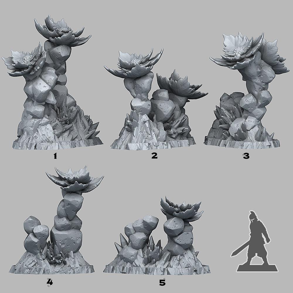 3D Printed Fantastic Plants and Rocks Frozen Flowers 28mm - 32mm D&D Wargaming