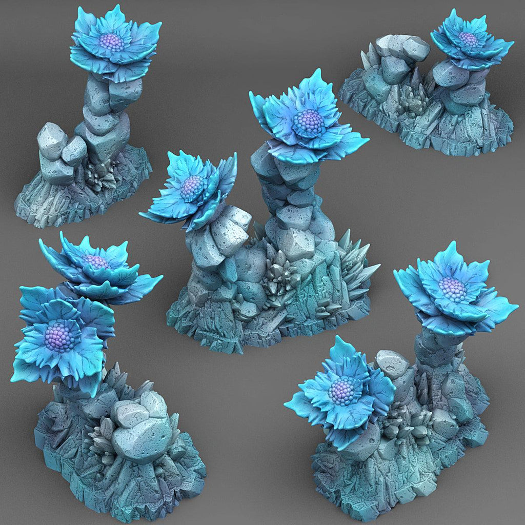 3D Printed Fantastic Plants and Rocks Frozen Flowers 28mm - 32mm D&D Wargaming