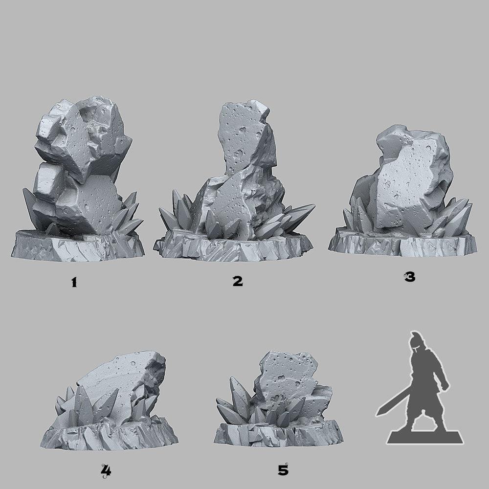 3D Printed Fantastic Plants and Rocks Frozen Rocks 28mm - 32mm D&D Wargaming