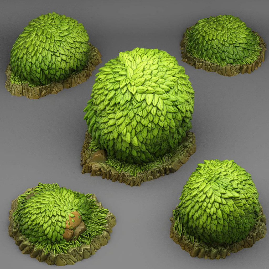 3D Printed Fantastic Plants and Rocks GREEN ROUND BUSH 28mm - 32mm D&D Wargaming