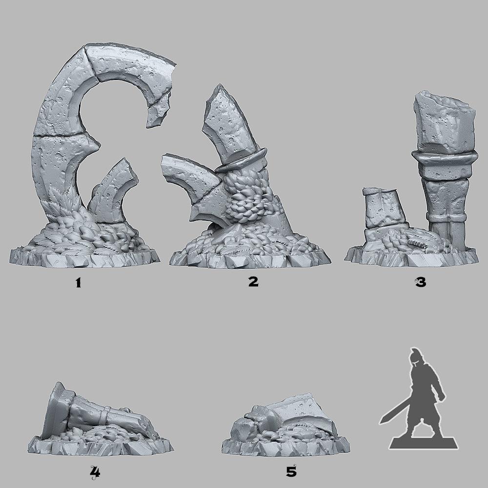 3D Printed Fantastic Plants and Rocks Gothic Ruins 28mm - 32mm D&D Wargaming