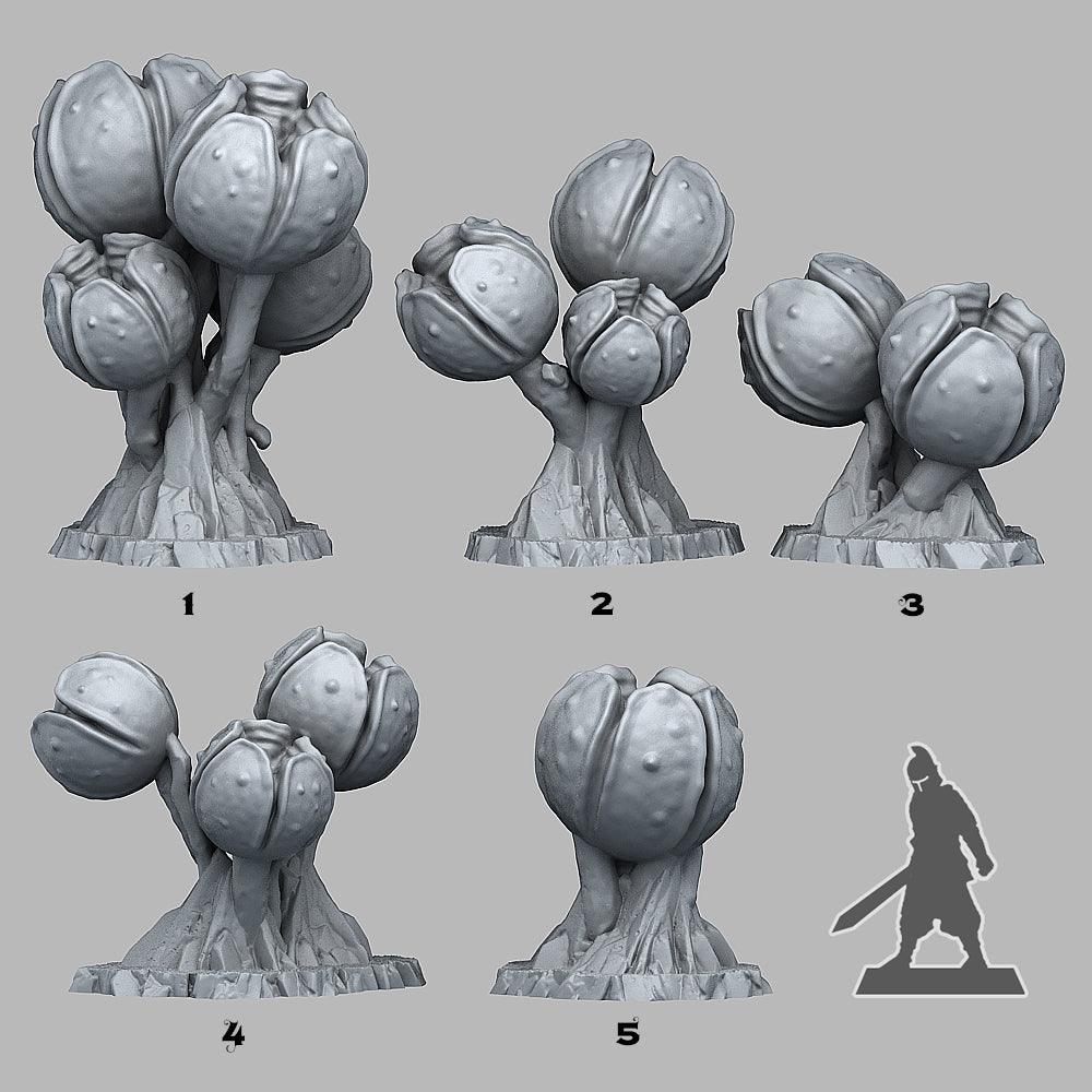 3D Printed Fantastic Plants and Rocks INSANITY SPORE PODS 28mm - 32mm D&D Wargaming