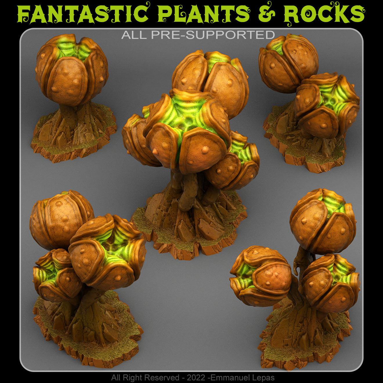 3D Printed Fantastic Plants and Rocks INSANITY SPORE PODS 28mm - 32mm D&D Wargaming