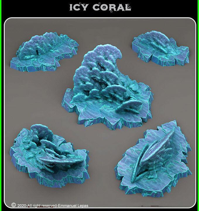 3D Printed Fantastic Plants and Rocks Icy Coral 28mm - 32mm D&D Wargaming