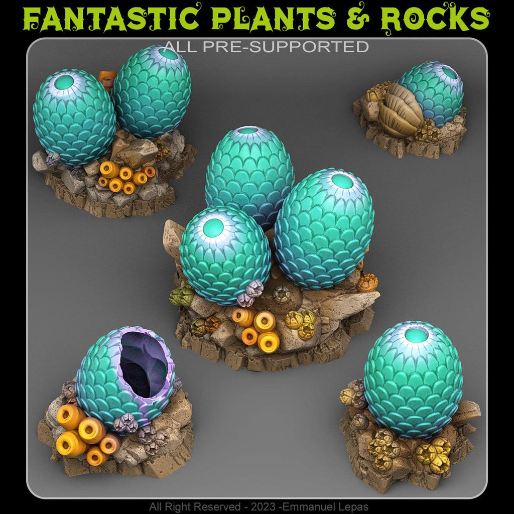 3D Printed Fantastic Plants and Rocks Leviathan Eggs 28mm - 32mm D&D Wargaming