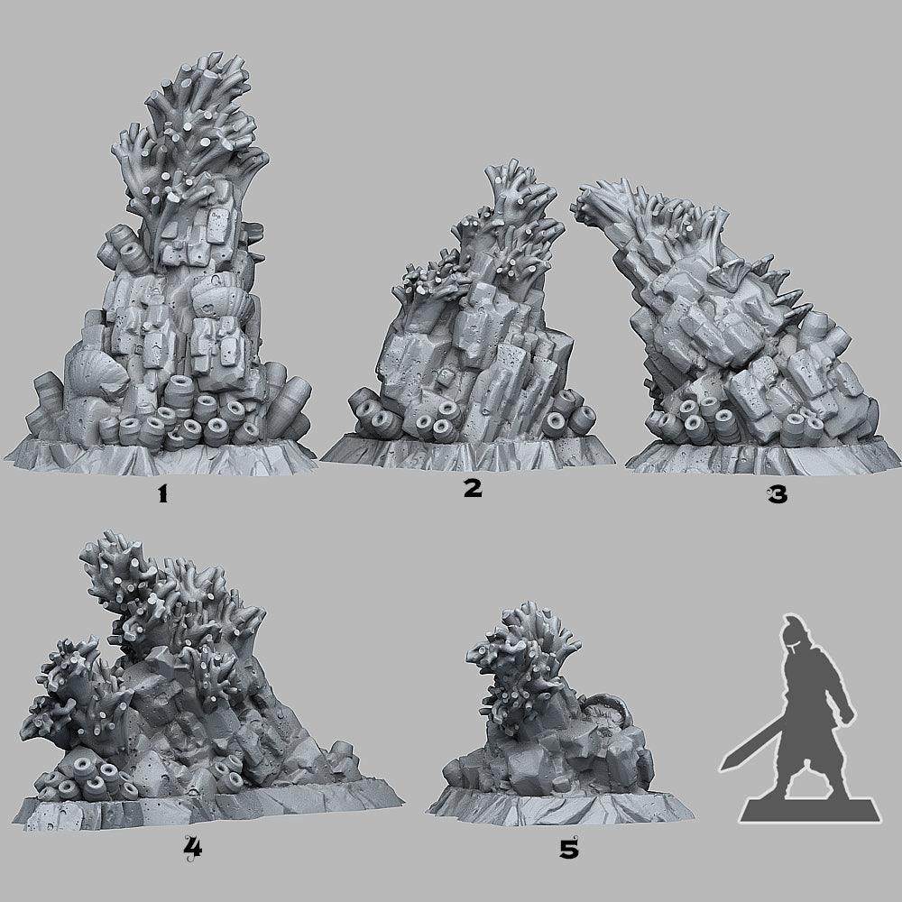 3D Printed Fantastic Plants and Rocks Mystical Coral Rocks 28mm - 32mm D&D Wargaming